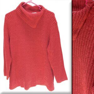 Bobbie Brooks Rusty Red Thick Knit Fold-Down Collar Sweater Sz-LG (T-389)